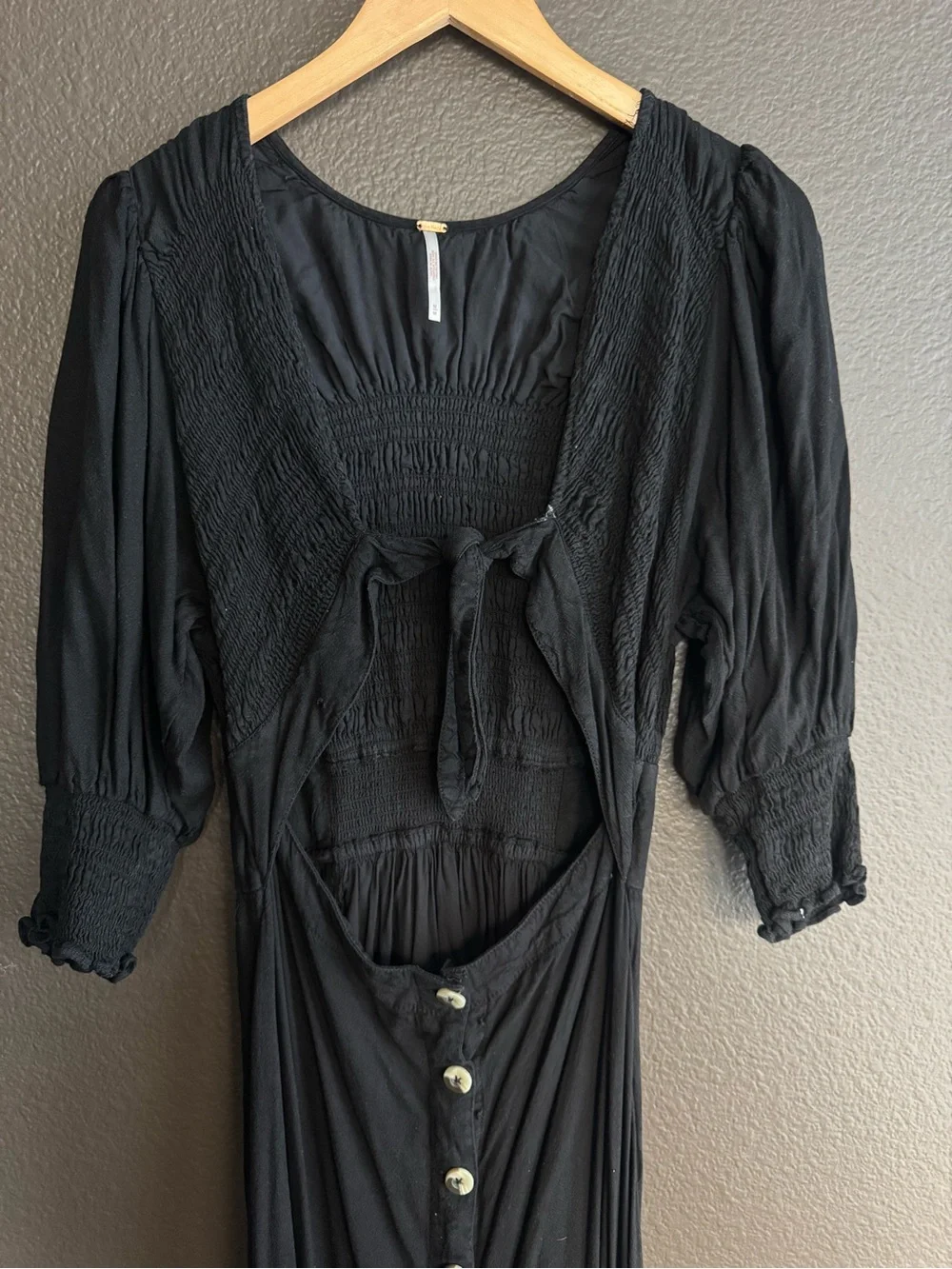 Free People Black string of hearts cutout Maxi Dress